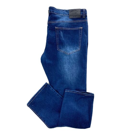 Henry & William Jeans Mens 42x32 Blue Relax Fit Distressed American Preppy Denim - Picture 3 of 16